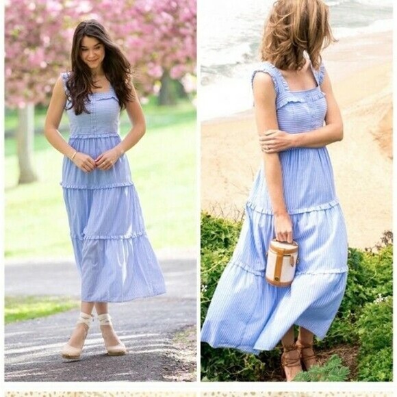 Gal Meets Glam Courtney Striped Ruffle Maxi Dress - Picture 4 of 6